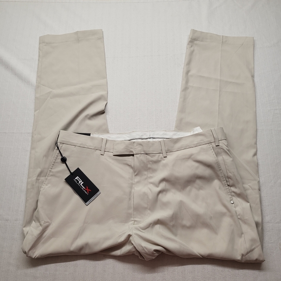 New RLX Ralph Lauren Golf Pants Mens 38x32 Beige Performance Stretch Straight Pants